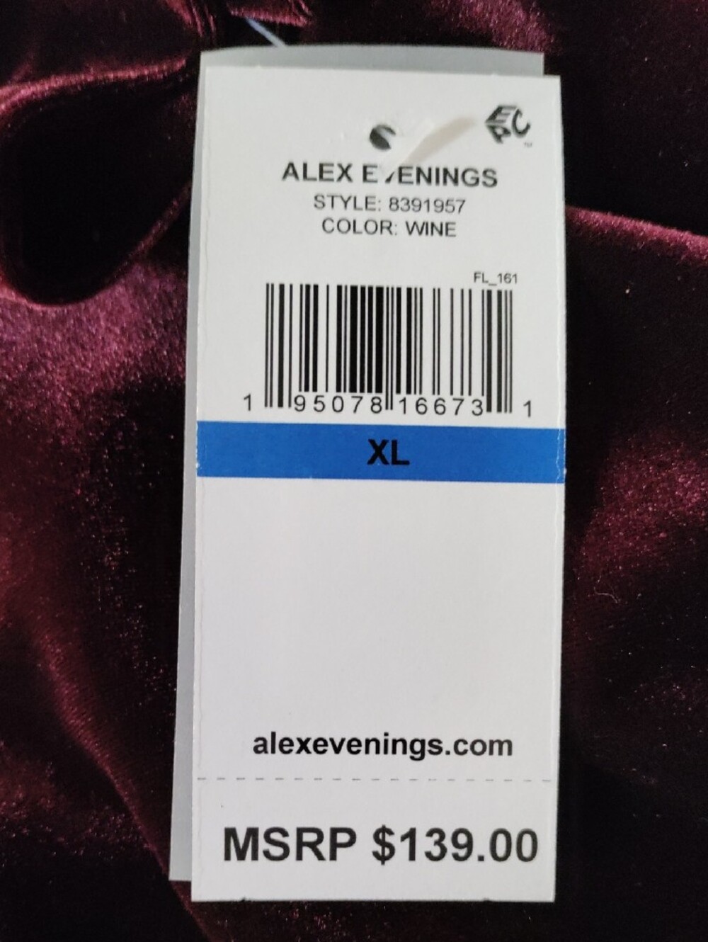 J137 Alex Evenings Wine Velvet Wrap Jacket in with Rhinestone Button XL NWT - Picture 10 of 10